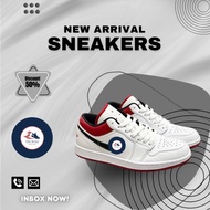 Sneakers _JD White with Red Heels, Sports Shoes _JD1 White with Black Streaks Red Heels Hot Trend Fu