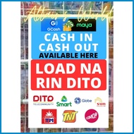 AW 2 in 1 SIGN MAYA PAYMAYA GCASH CASH IN CASH OUT  SIGNAGE + LOAD NA DITO GCASH LOAD CASHIN SIGNAG