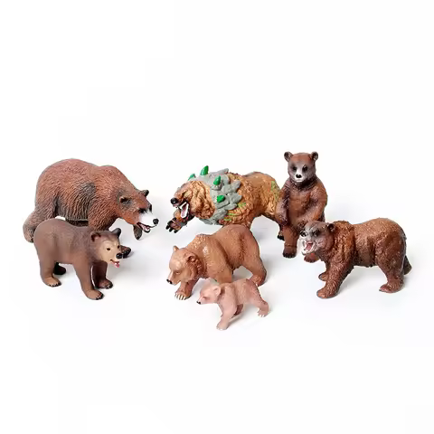 Simulation Wild Life Grizzly Bear Cave Bear Animal Model Figures Brown Bear Home Decor Collection Ed