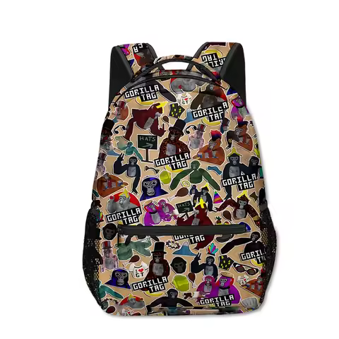 Cartoon Popular Funny Gorilla tag student Bookbag Notebook Backpacks 3D Print Oxford Waterproof Boys