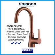 Pozzi FL920R Brushed Rose Gold Kitchen Mixer Tap