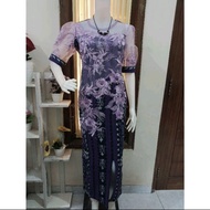 DRES GAUN TENUN TILE PREMIUM KOMBINASI BROKAT