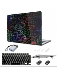 Funda Para Laptop 5 En 1 Compatible Con Macbook Air Pro 13.3 13.6 14.2 15.4 15.3 16.2 Pulgadas M1 M2 M3 Pro/max Chip Lanzamiento 2010 2011 2012 2013 2014 2015 2016 2017 2018 2019 2020 2021 2022 2023 2024, Funda De Carcasa Dura Cristalina Negra + Funda Protectora De Teclado + Mini Soporte Portátil + Adaptador Otg