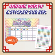 Waktu Kelas, Sticker Subjek Sekolah Murid Pelajar Sekolah, Jadual Subjek Timetable Sticker