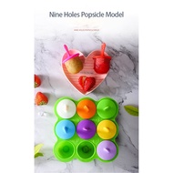 9 Colors Popsicle Ice Cream Mold 9 Hole Food Grade Silicone Ice Tray Mold Baby Child Food Storage Box Ice Pack Popsicle Mold Refrigerator Storage Ice Cube Tray Popsicle Mold Ice Cube Ice Tray