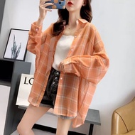 luly baju atasan kemeja wanita korea big size import long sleeve basic - orange