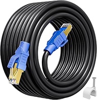 Cat 8 Ethernet Cable 50ft, Heavy Duty High Speed 40Gbps 2000Mhz, Cat 8 Outdoor Ethernet Cable Shield