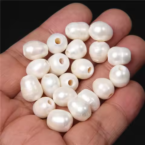 10-11mm AA White Oval Natural Pearls Beads Large Hole Potato Freshwater Loose Pearls Beads for Jewel