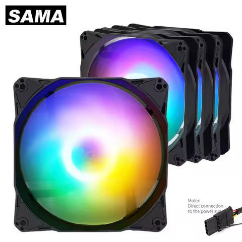SAMA RGB Computer Case Fan With 4-pin Molex Connector 1200RPM 120mm Silent Cooling Fan for PC Cabine