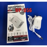 WK Design WP-U56 Dual USB Port Adapter Charger 2.0A MAXSPEED USB Charger
