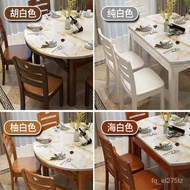 WJGlass Steel Marble Dining Tables and Chairs Set Retractable Folding Table Dining Household round Dining Table Solid Wo