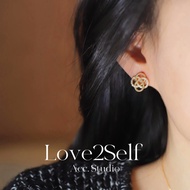 【Love2self】E301 Gold Hollow Love Knot Stud Earrings for Women | 925 Silver Needle Hypoallergenic | M