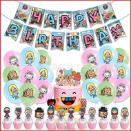 B4 The Toca Life Theme kids birthday party decorations banner cake topper balloon set supplies 4B