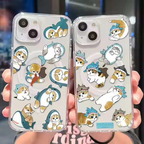 Funny M-Mofusand Cat Magsafe Magnetic Phone Case for iPhone 16 15 14 13 12 11 8 7 Plus Pro Max X XR 