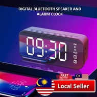 Mirror LED Design Digital Alarm Clock with Bluetooth Wireless Speaker Portable Senang Dibawa