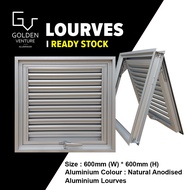 GV Aluminium Louvres Top Hung Window Ventilation 600mm(W) x 600mm(H) Natural Anodised & Black Color 