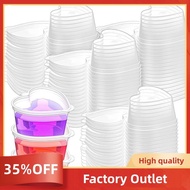100 Sets 1.5 Oz Clear Heart Shaped Jello Cups with Lids, Small Condiment Containers, Dipping Sauce C