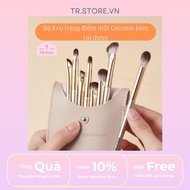 Bộ 8 cọ trang điểm mắt Gecomo kèm túi đựng màu be sang trọng
