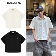 Karants Kemeja Polos Logo Logam Form Boxy Fabrik Corduroy Premium Uniseks Menswear – KR261