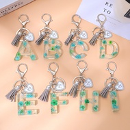 1Pcs Sweet Dried Flowers 26 Letter Keychain Creative Heart A-Z Initials Resin Keyring Gifts Jewelry