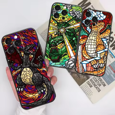 P-Pokemons Cartoon Anime For Apple iPhone 16 15 14 13 12 11 XS XR X Pro Max Plus Mini Black Funda Ph