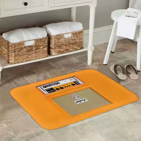 Orange Color Amp Amplifier Non-slip Doormat Floor Mat Sand Scraping Carpet Rug for Kitchen Bathroom 