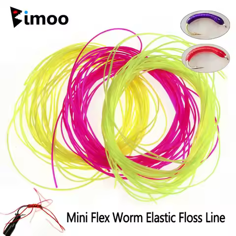 Bimoo 4M 0.6mm Mini Flex Worm Elastic Floss Line Nymph Body Buzzer Flexi Worm Fly Streamer Sea Fishi