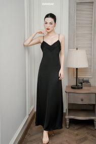 Emwear Đầm Ngủ Lụa Dài Cao Cấp Viền Ren Đẹp Cho Nữ Brimstone - EM WEAR