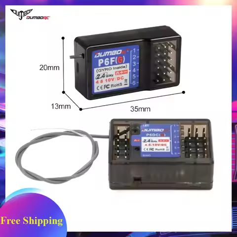 DUMBORC P6F/P6FG/P6DC/P6DCG 2.4G 6CH Radio Control System Receiver for X6 DDF-350 Transmitter RC Car