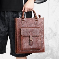 手工牛皮托特包 男女琴譜包 大容量公事包 真皮斜跨手提大包