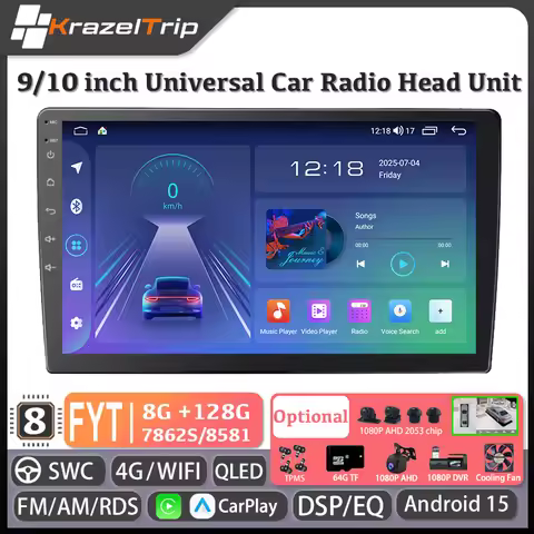 9" 10" 8 Core FYT 7862s Intelligent Universal Car Radio Stereo QLED Android Auto Carplay Video Playe