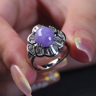 紫羅蘭翡翠蛋面戒指 PT900白金鑽石 | 天然緬甸玉翡翠A貨 | 送禮