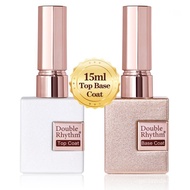 Double Rhythm 2 Pcs 15ML No Wipe Gel Top Coat and Base Coat Set Clear Glossy Gel Polish Kit (Base an