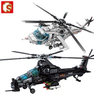 SEMBO Military Aircraft Z-20 Attack Helicopter Building Blocks Armed Soldiers Airplane Model Bricks