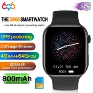 2024 696 New 4G LTE Smartwatch Android System 4GB 64GB 2.02 Inch IPS Square Screen Smart Watch DM60