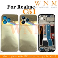 Back Battery Cover Housing For Realme C51 RMX3830 LCD Housing Middle Frame Plate Cover Bezel replace