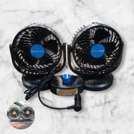 พัดลมรถยนต์ พัดลม2หัว6.5นิ้ว HX-T313E พัดลมในรถขนาดจัมโบ้ ลมเย็น แข็งแรง ทนทาน สีดำ