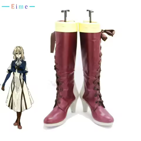 Anime Violet Evergarden Cosplay Shoes PU Leather Shoes Halloween Carnival Boots Cosplay Props Custom