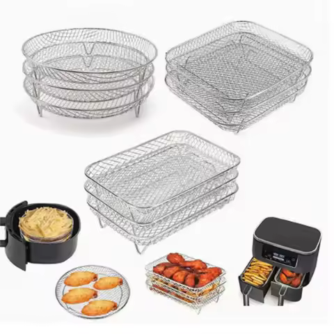 Three-layer dehydration rack, air fryer accessories, stainless steel grill, stackable air fryer rack