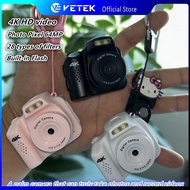 VETEK Mini Camera 4K 64MP Small Digital Camera, Pocket Retro Nostalgia Camera with LED Light