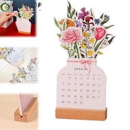 QINSHOP Countdown Calendars, Vase Shaped Desk Calendar Bloomy Flowers Desk Calendar, Portable  Year Office Desk Decor Gift Desktop Flip Calendar Home