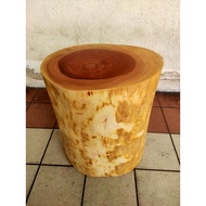 Solid Wood Log Stump Kayan Wood Rain Tree Diameter 37cm Height 42cm Stool Side Table / Wood Slab / S