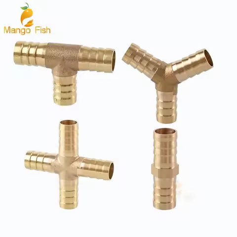 Brass Barb Pipe Fitting Straight Elbow T Y Shape 2 3 Way Connector Adapter for 4mm to 19mm 8/10/14/1