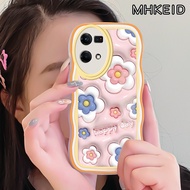 MHKEID Casing Ponsel untuk OPPO Reno 7 Reno 8 Reno 7Z 5G Reno 8Z Reno7 lite Reno8 Lite F21 Pro 5G Case 3D pola bunga berwarna kreatif batas HP transparan Kesing silikon casing transparan perlindungan kamera Softcase