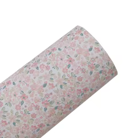 New Rainbow 30x22CM Eileen Pastel Pink Disty Floral Faux Leather Sheet For DIY HairBows, Bowties, Ba