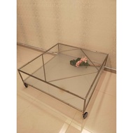Used and Good IKEA STRIND glass square coffee table square glass top and bottom L39"xW39"xH16"