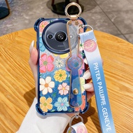 YBD Phone Case For Redmi A3 A3X 4G Xiaomi POCO C61 Anti-Fall Luxury INS Big Summer Flowers Wristband