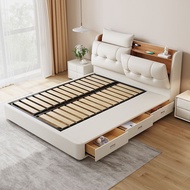 【Sg Sellers】Leather Bed Storage Bed Tatami Leather And Solid Wood Bed Frame Bed Frame With Storage Drawers Bed Frame With Mattress Double Master Bedroom Bed Single Wooden Bed
