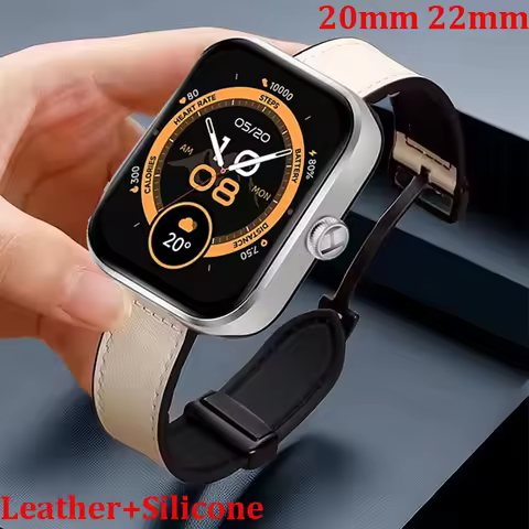 20mm 22mm Leather+Silicone Strap For Haylou Watch 4/RS5 R8 S8 S6 Band For Haylou Watch 2Pro/Solar 5 