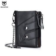 BULLCAPTAIN leather wallet men's multi-function business casual RFID anti-theft swipe multi-card slot buckle zipper coin wallet